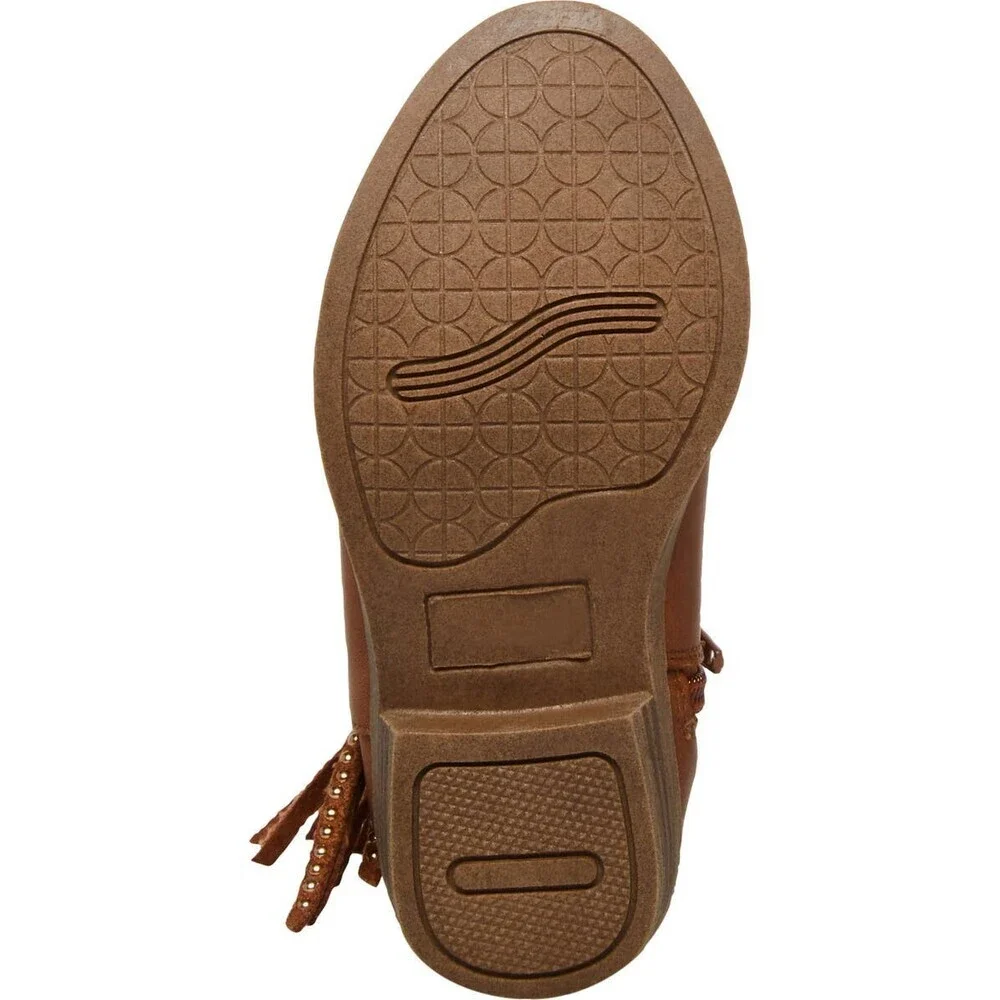 Steve Madden Willaa Western Boots Kids US 10 Brown Leather Fringe Bootie ZPO3455